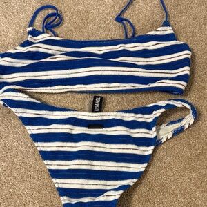 Triangl Swimwear Blue and White Striped Bikini